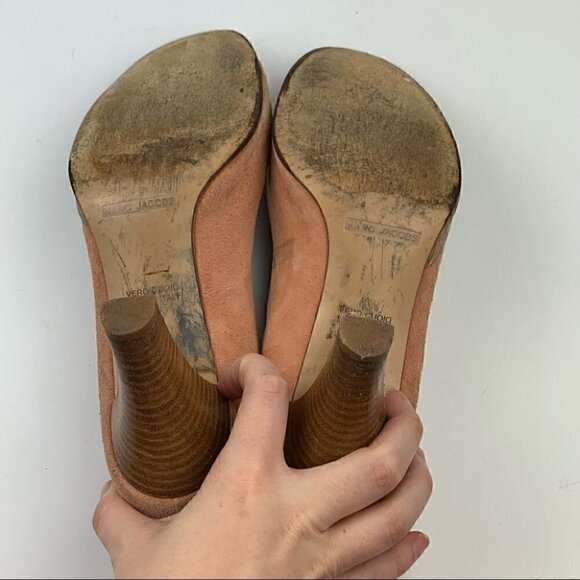 Marc jacobs heels 7 peach rose gold Italian suede Y2k vintage - Picture 6 of 11